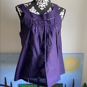 Theory Deep Purple Pleated Sleeveless Tank